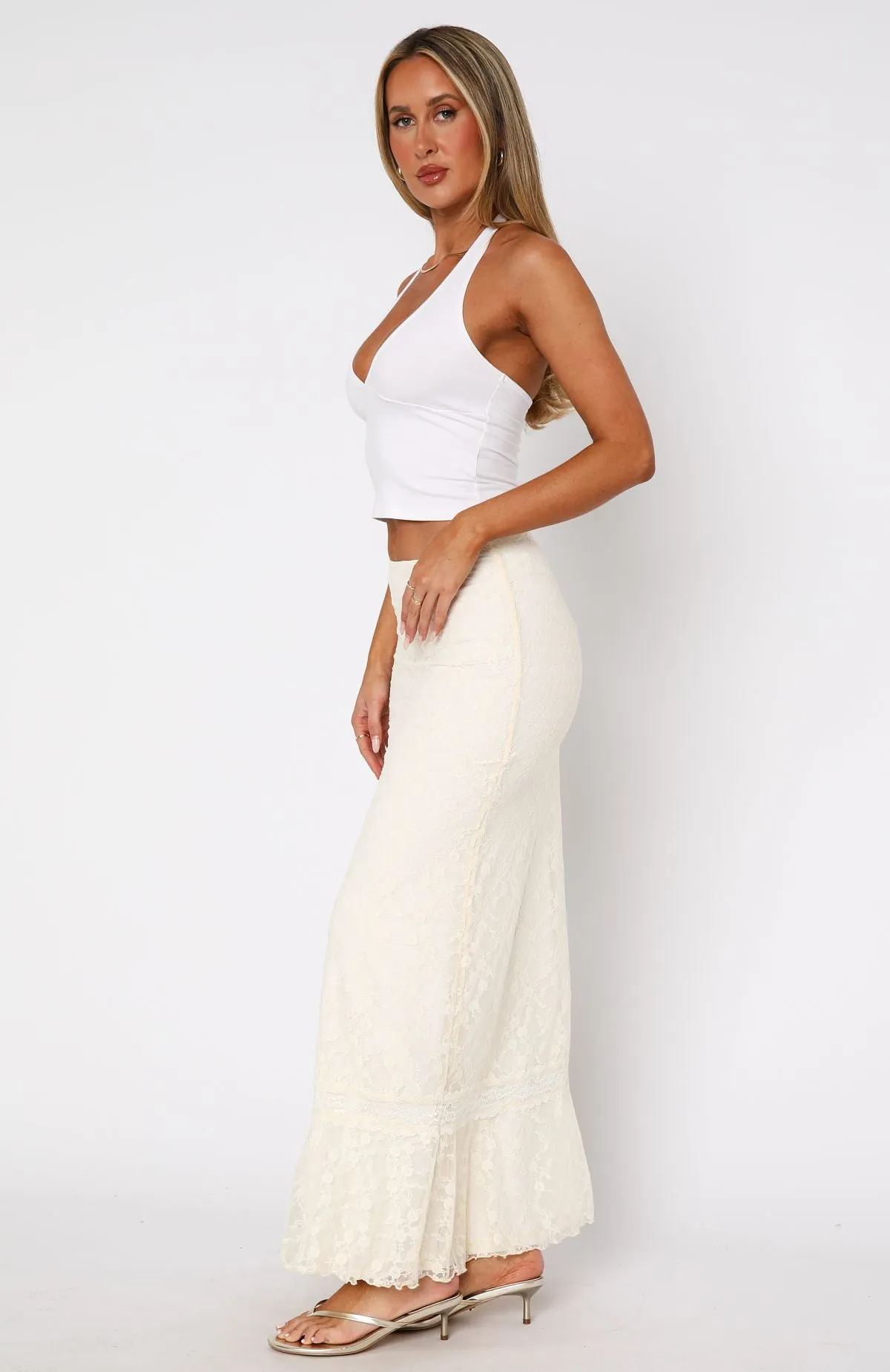 No Giving Up Lace Maxi Skirt Cream