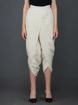 Off White Cotton Gathered Dhoti Pants