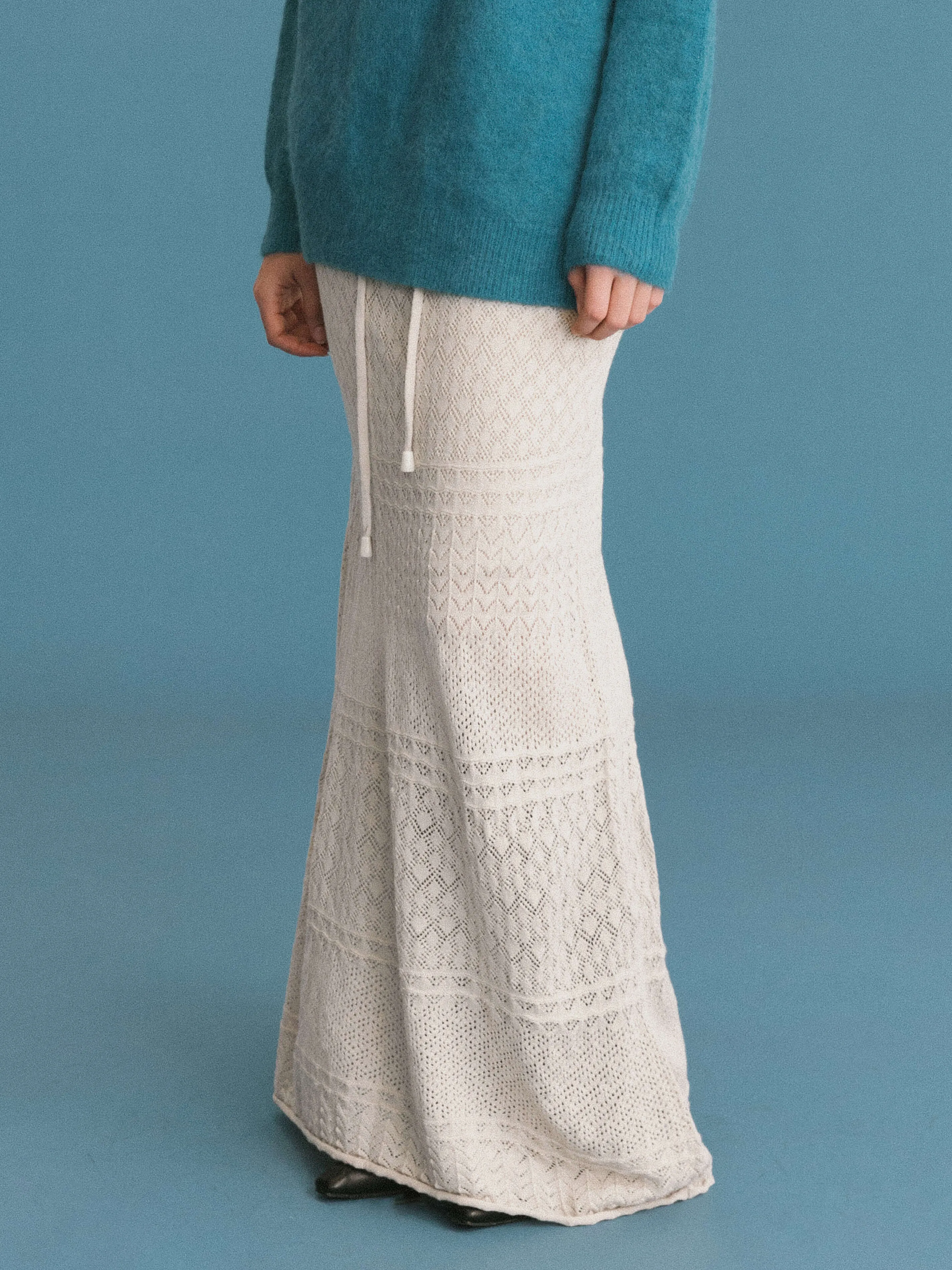 ONE BY CUBIC Knitted Wool Maxi Wrap Skirt