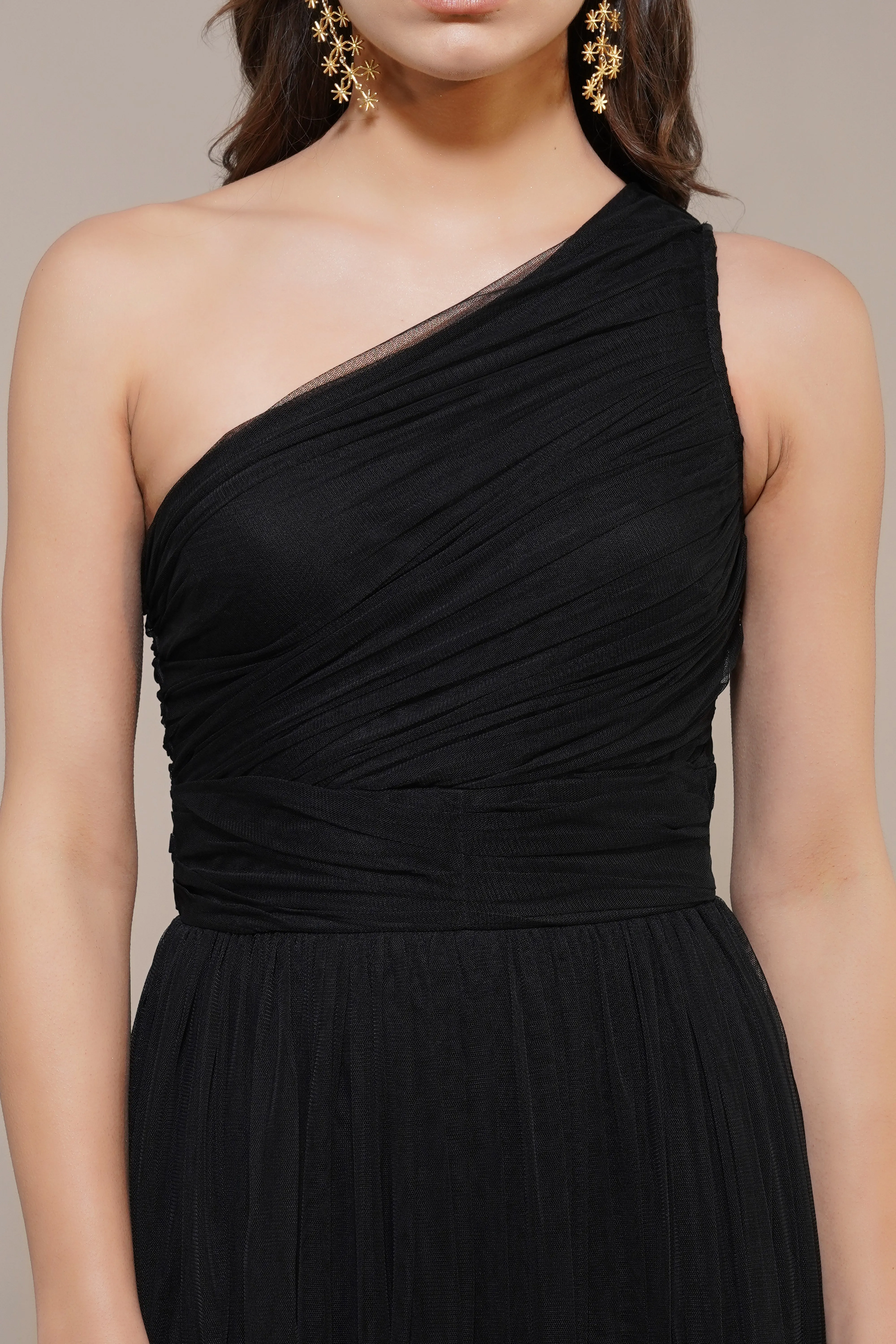 One Shoulder Maxi Dress in Black