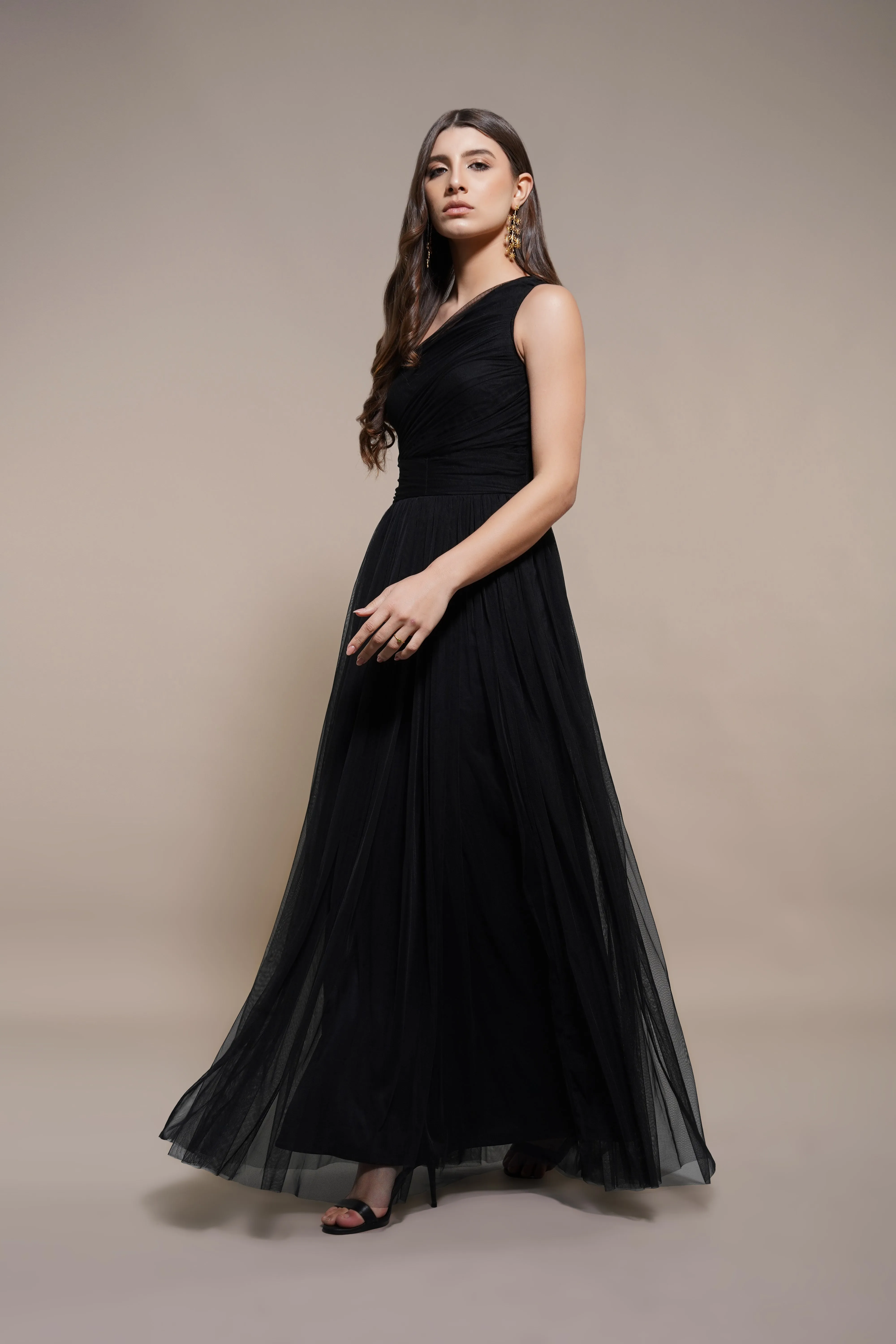 One Shoulder Maxi Dress in Black