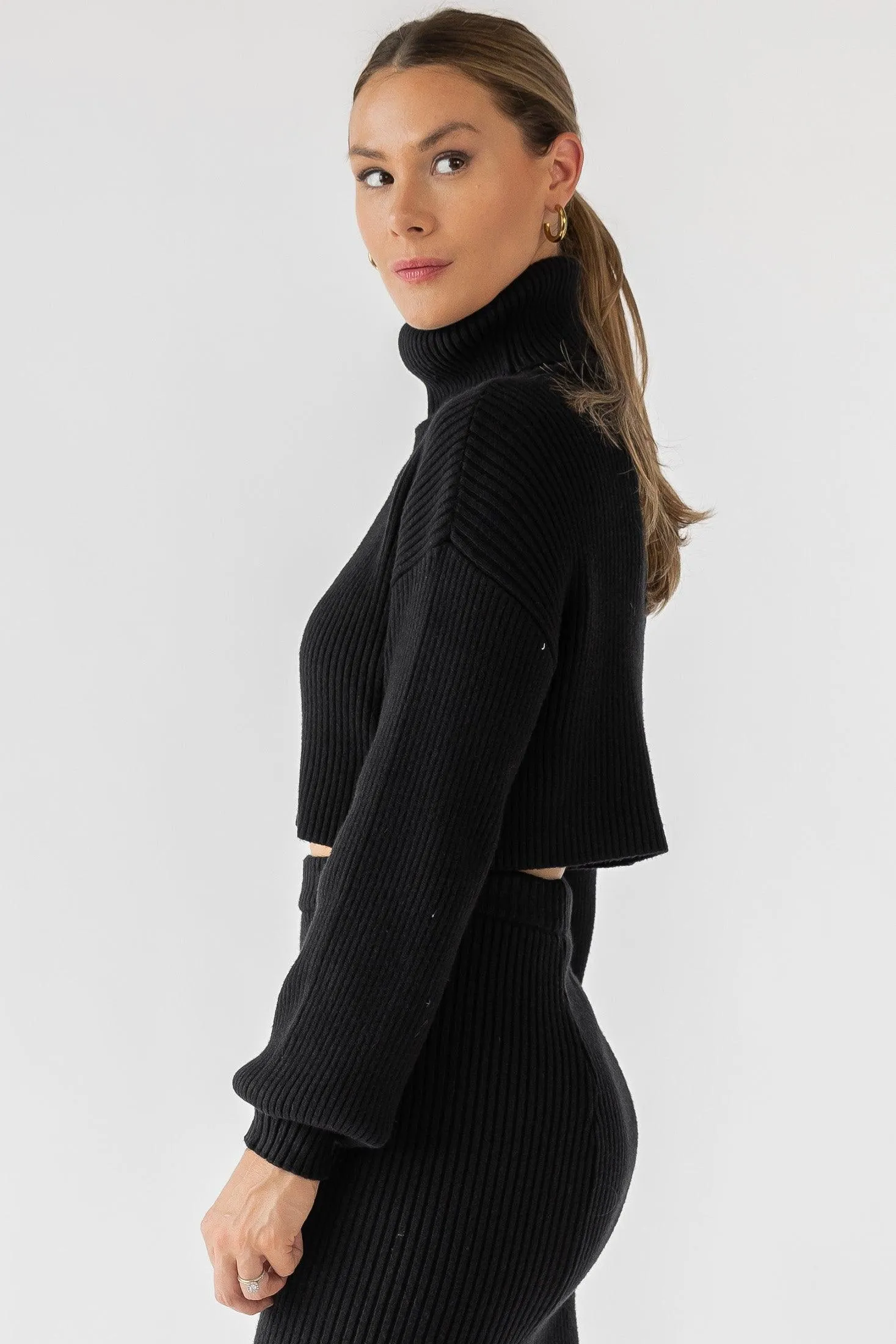 Oren Black Crop Sweater - Final Sale