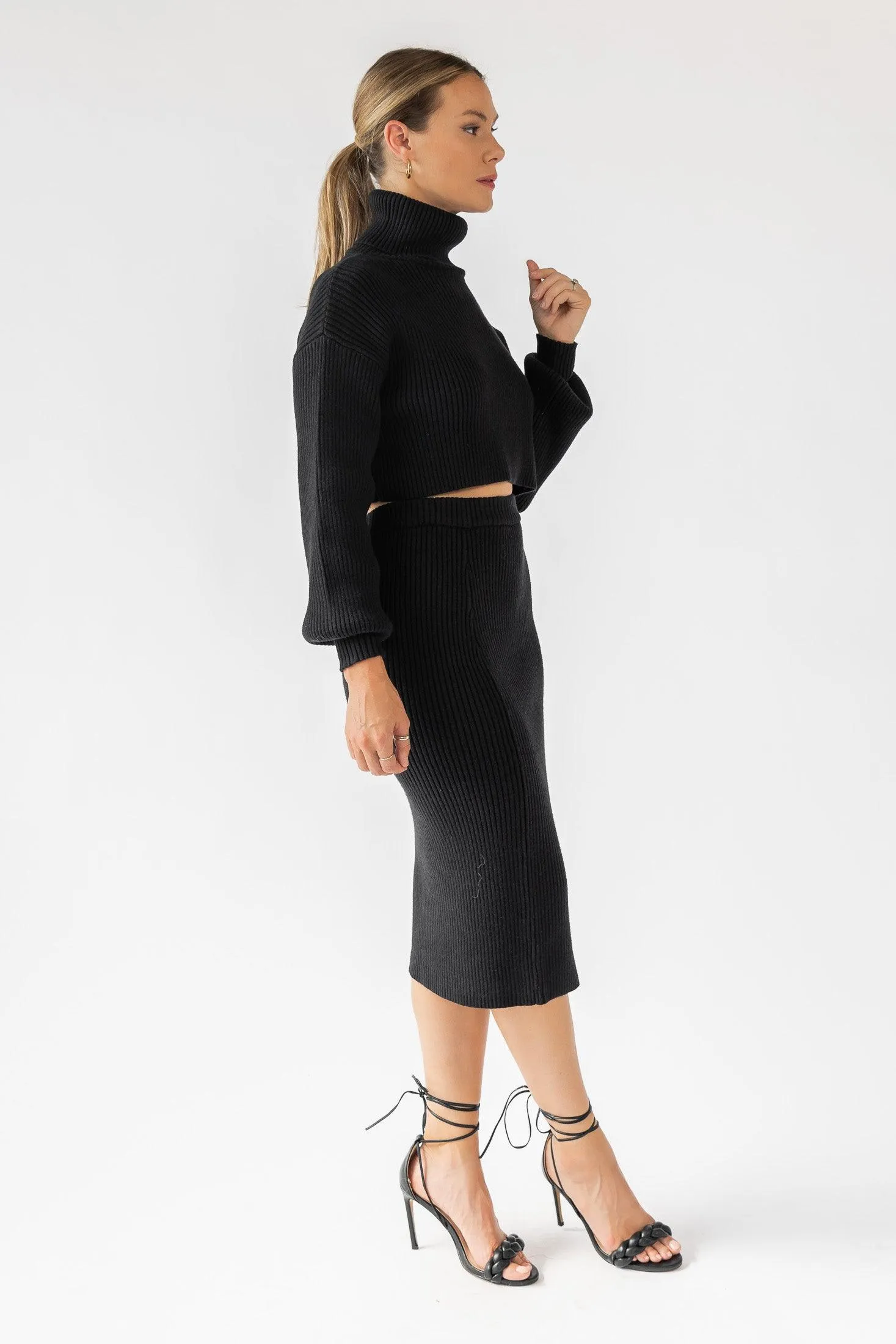 Oren Black Crop Sweater - Final Sale