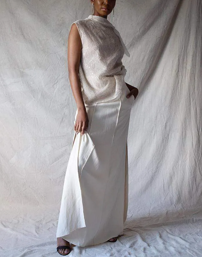 Panama Linen Twill Maxi Skirt