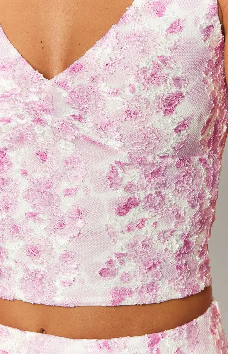 Peony Paradise Pink Lace Crop Top