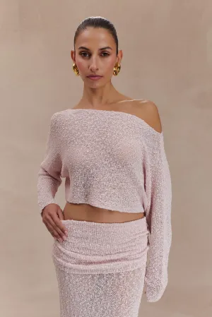 Petra Long Sleeve Knit Crop Top - Misty Rose