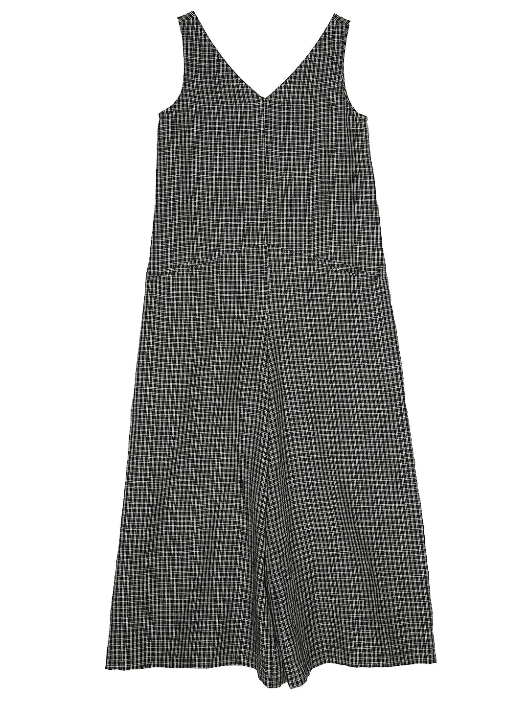 Plaid Linen Summer Jumpsuits Autumn Women Overall Casual Pants SMM97219