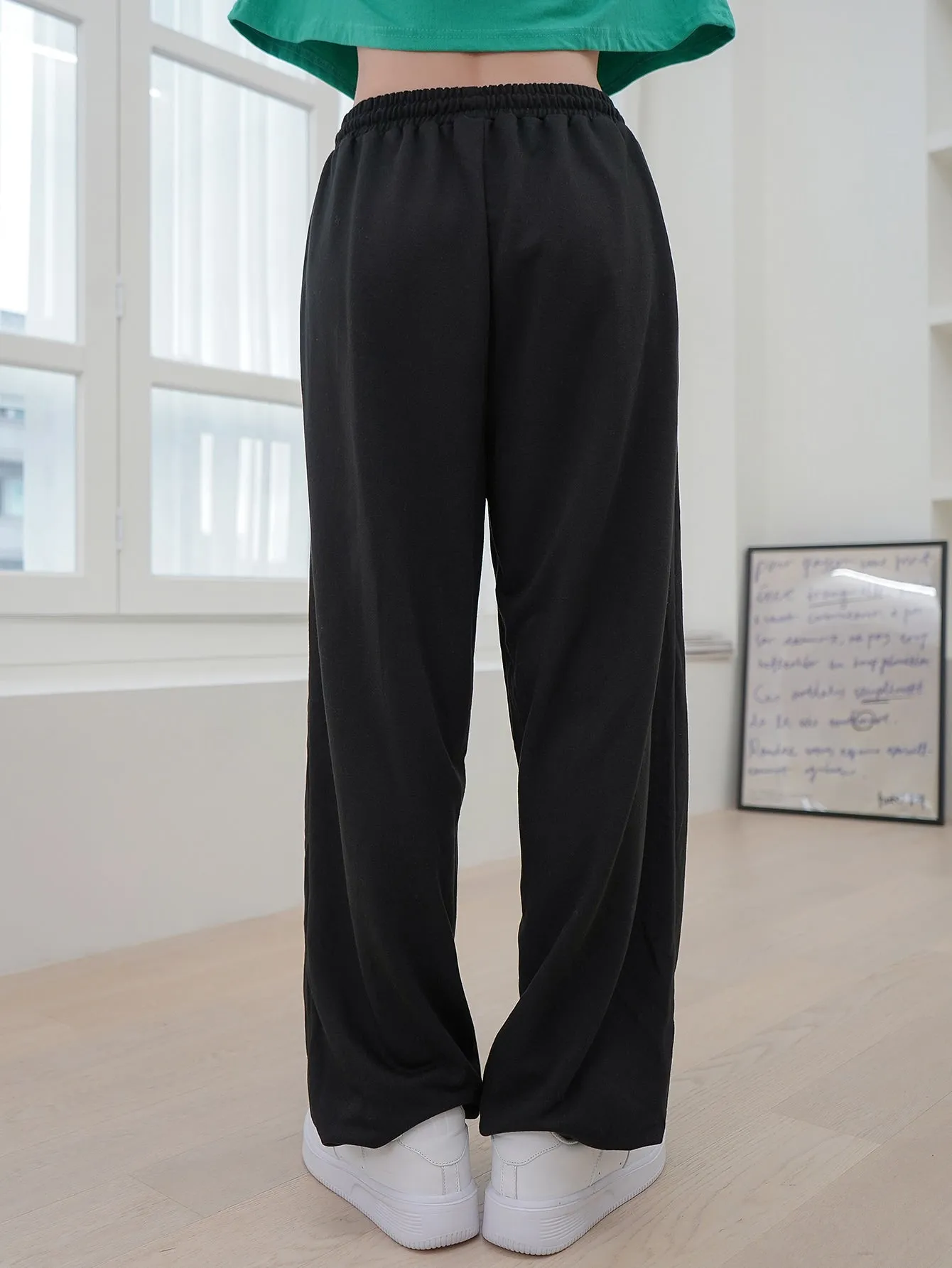 Plain Drawstring Long Women Sweatpants