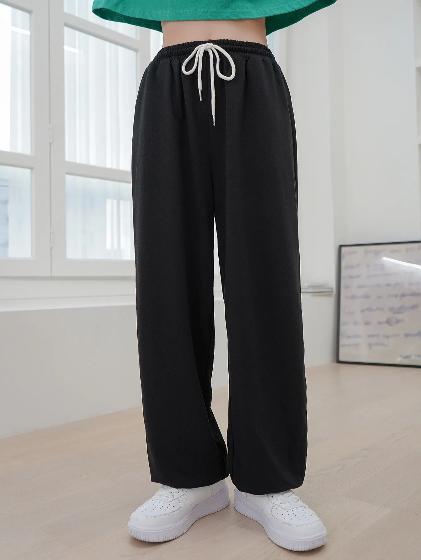 Plain Drawstring Long Women Sweatpants