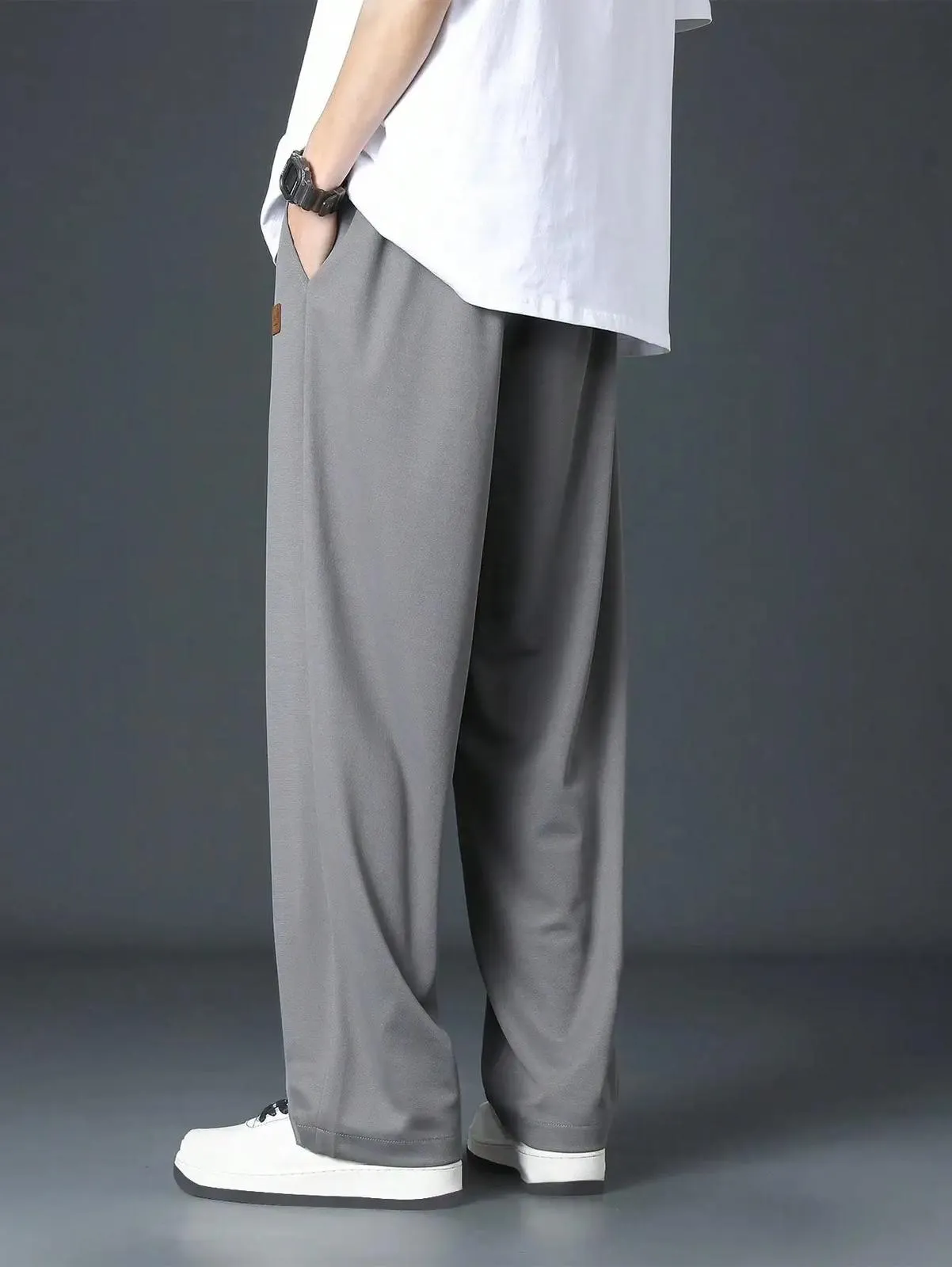 Plain Joggar Pant In Nylon Fabric S5009786