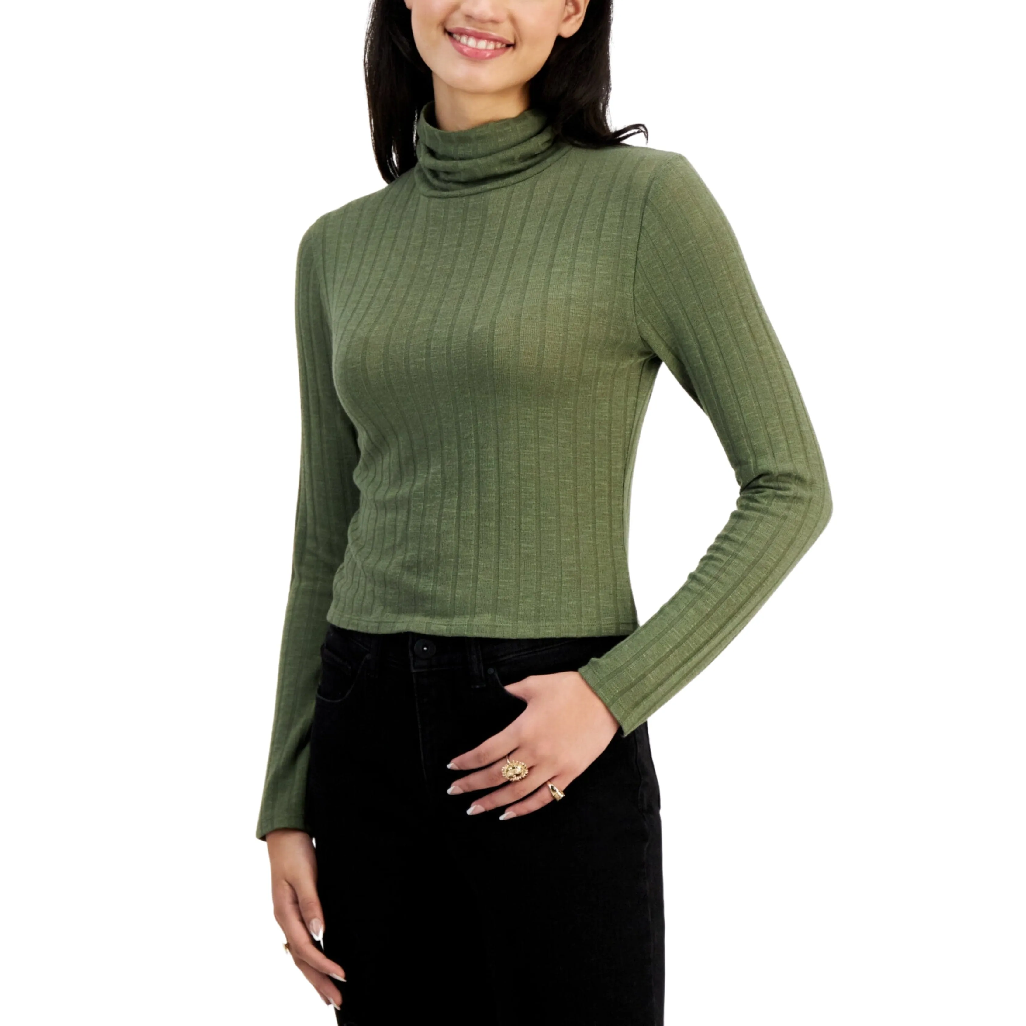 PLANET GOLD - Wide-Ribbed  Long-Sleeve Top