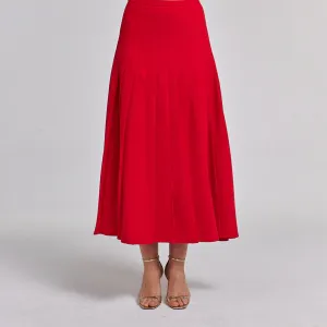 Pleated Crepe Maxi Skirt