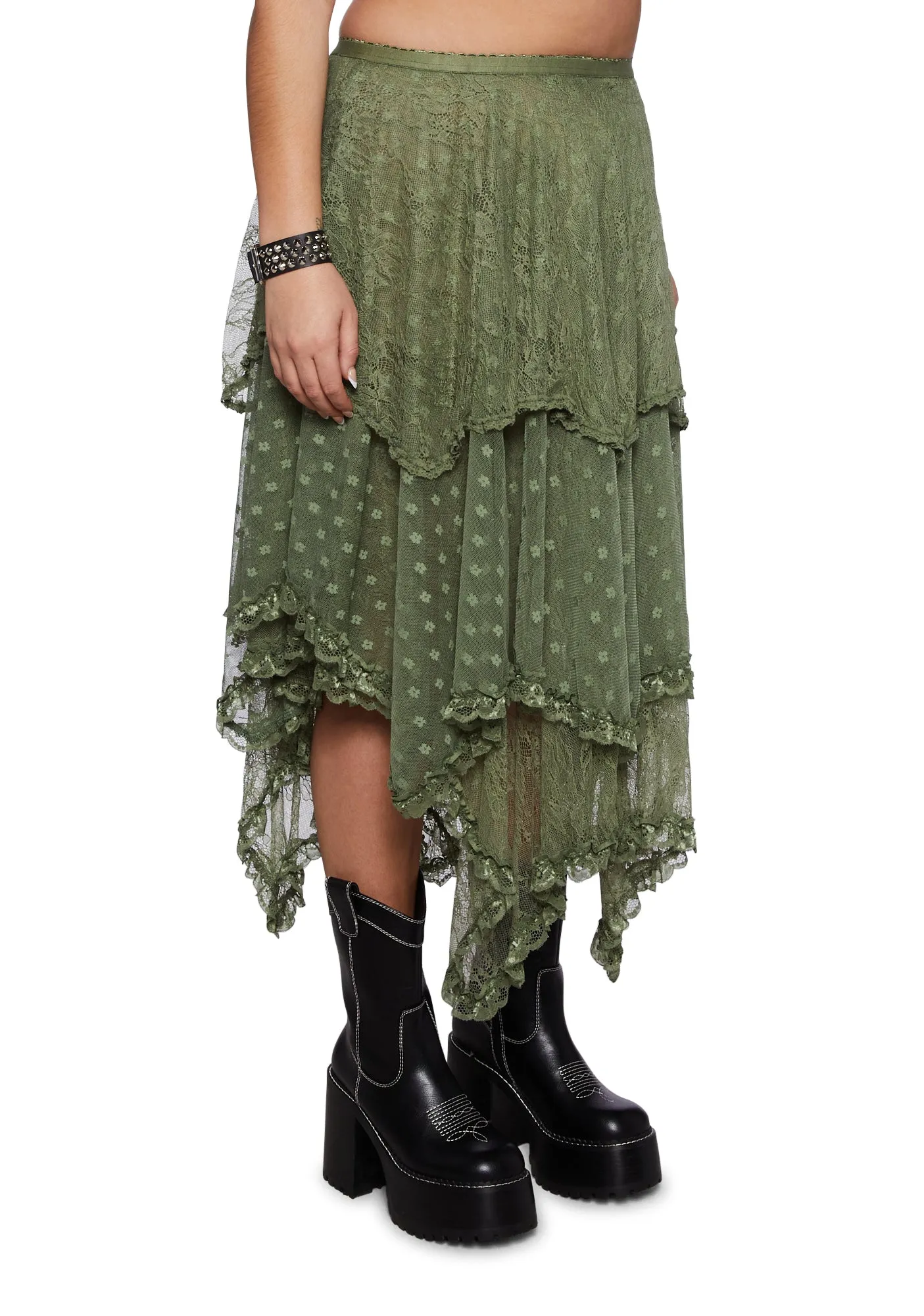 Plus Ethereal Woodlands Maxi Skirt - Green