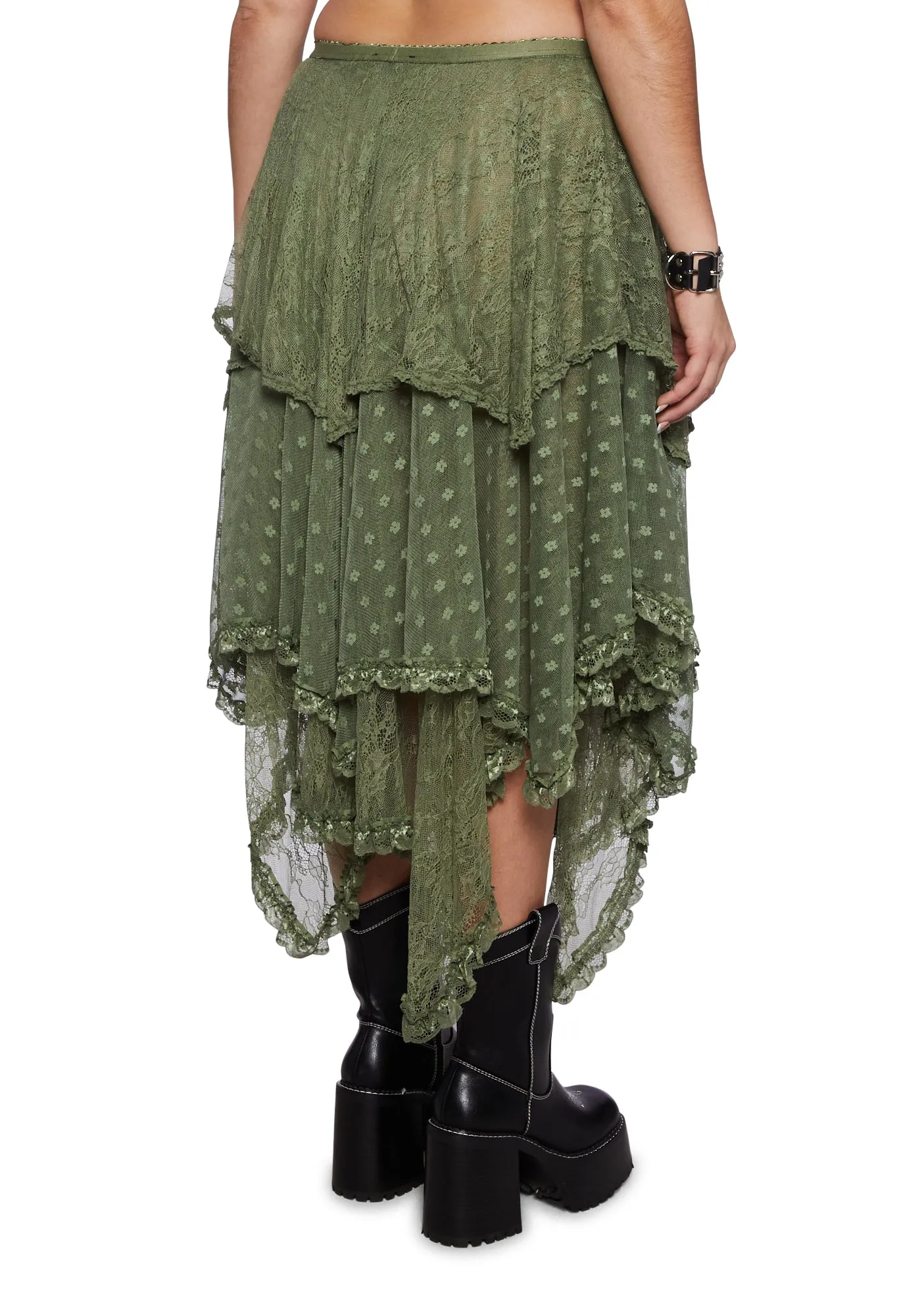 Plus Ethereal Woodlands Maxi Skirt - Green