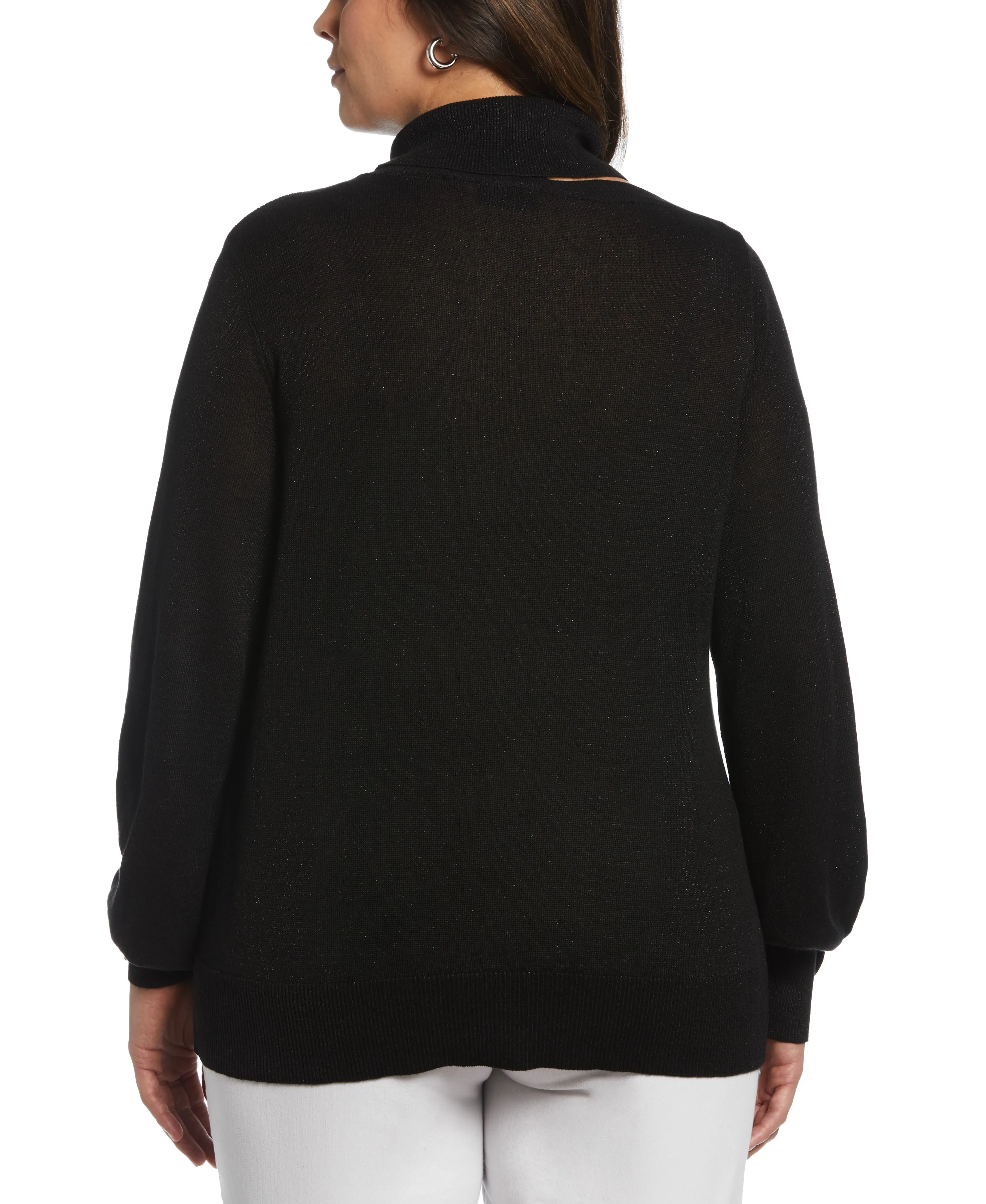 Plus Size Rib Trim Cut Out Sweater