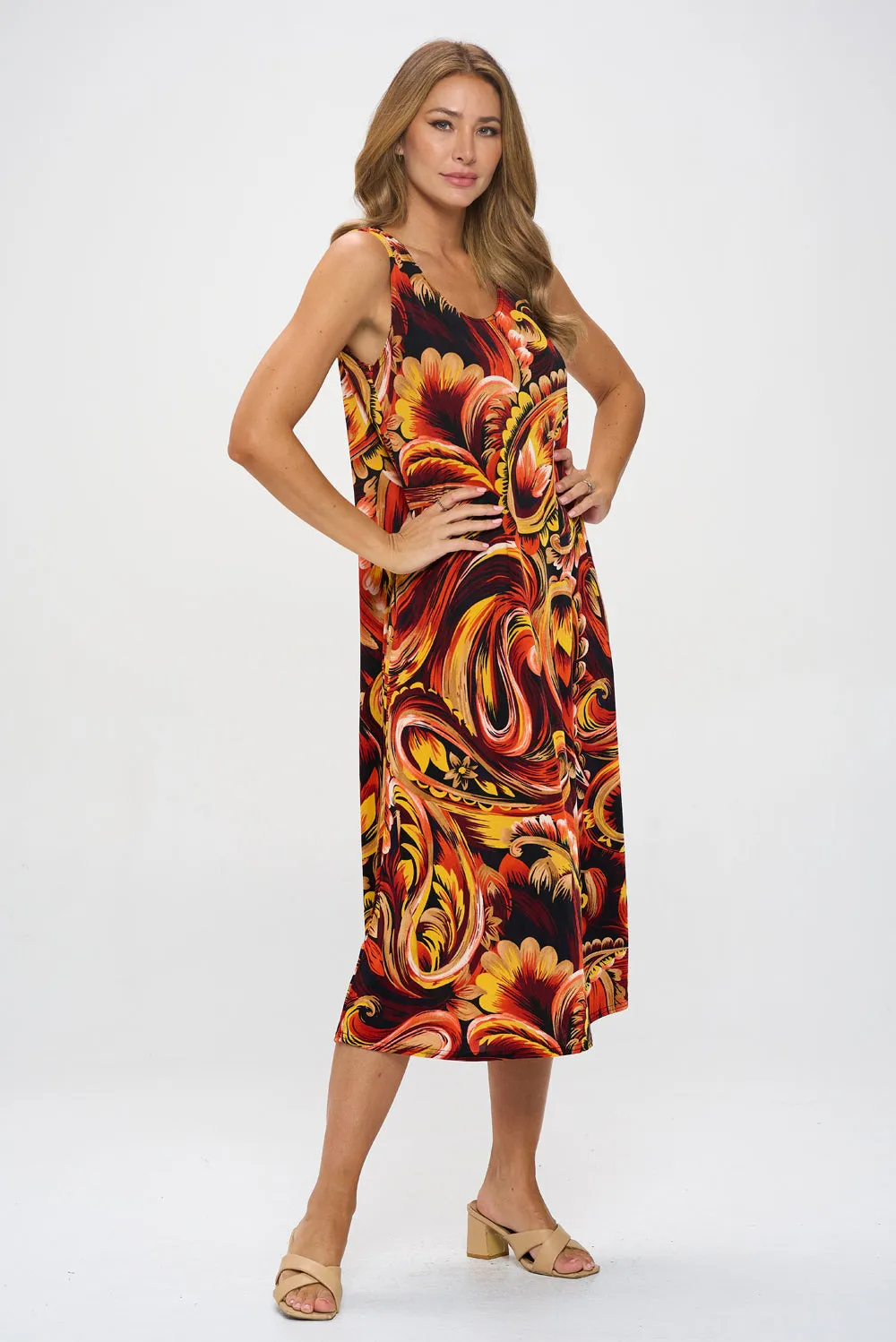 Print  Long Tank Dress Print -7000BN-TRP1-W435