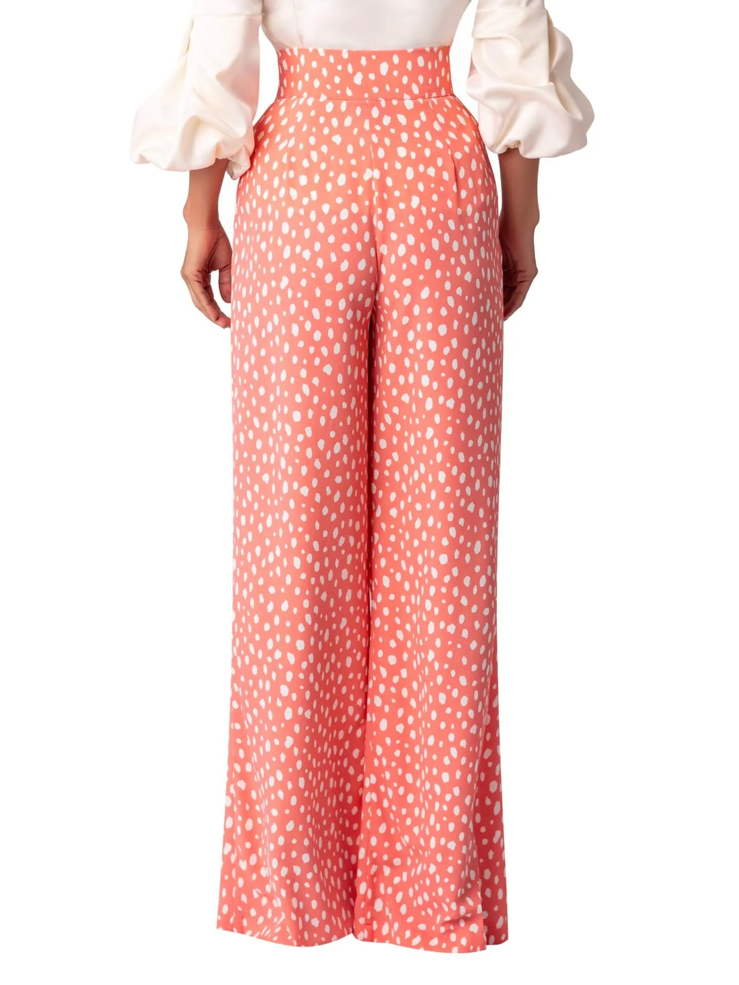 "Coral" Polka Dot High-Waisted Pants