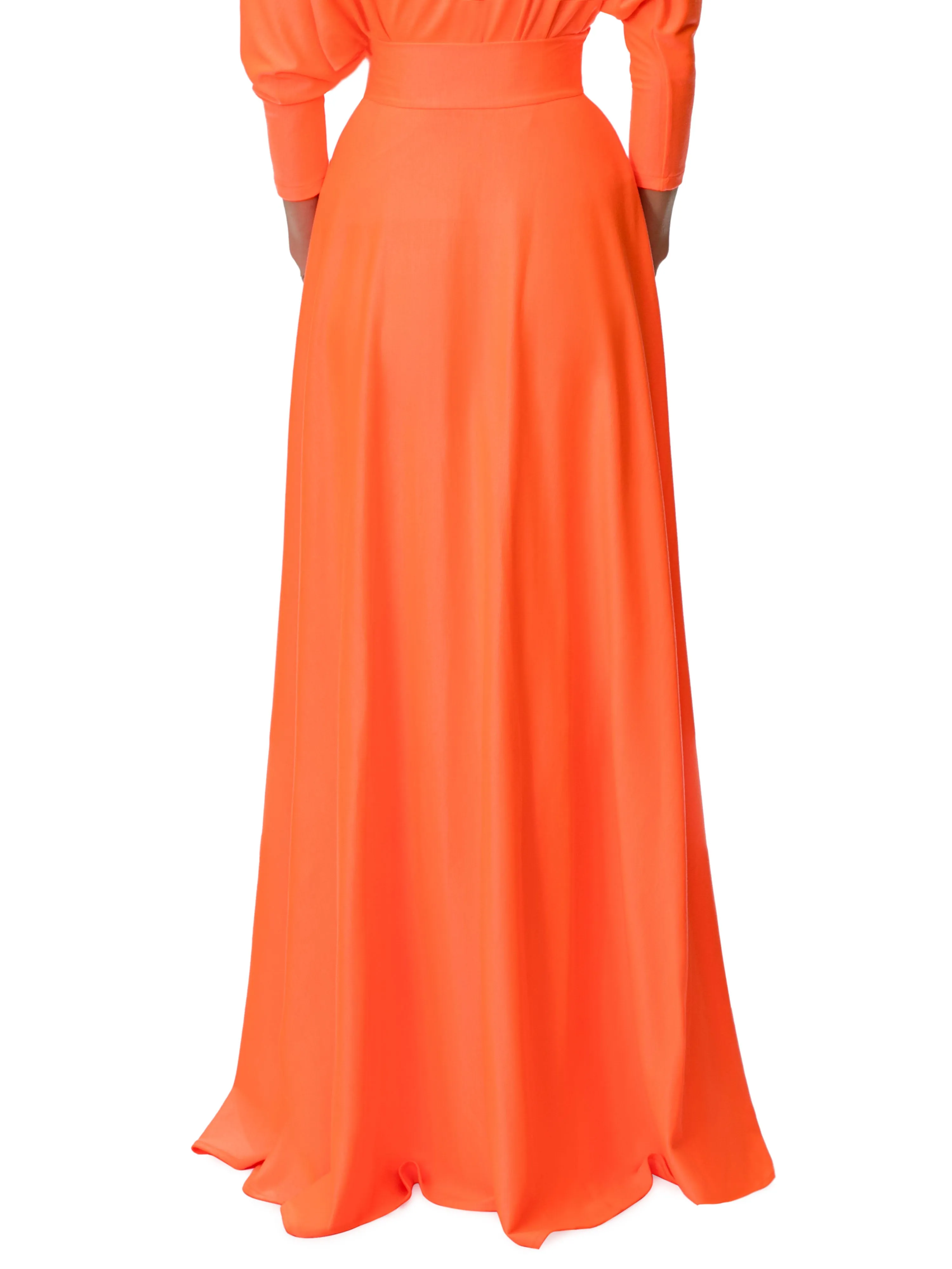 "Phoebe" Neon Salmon Maxi Skirt