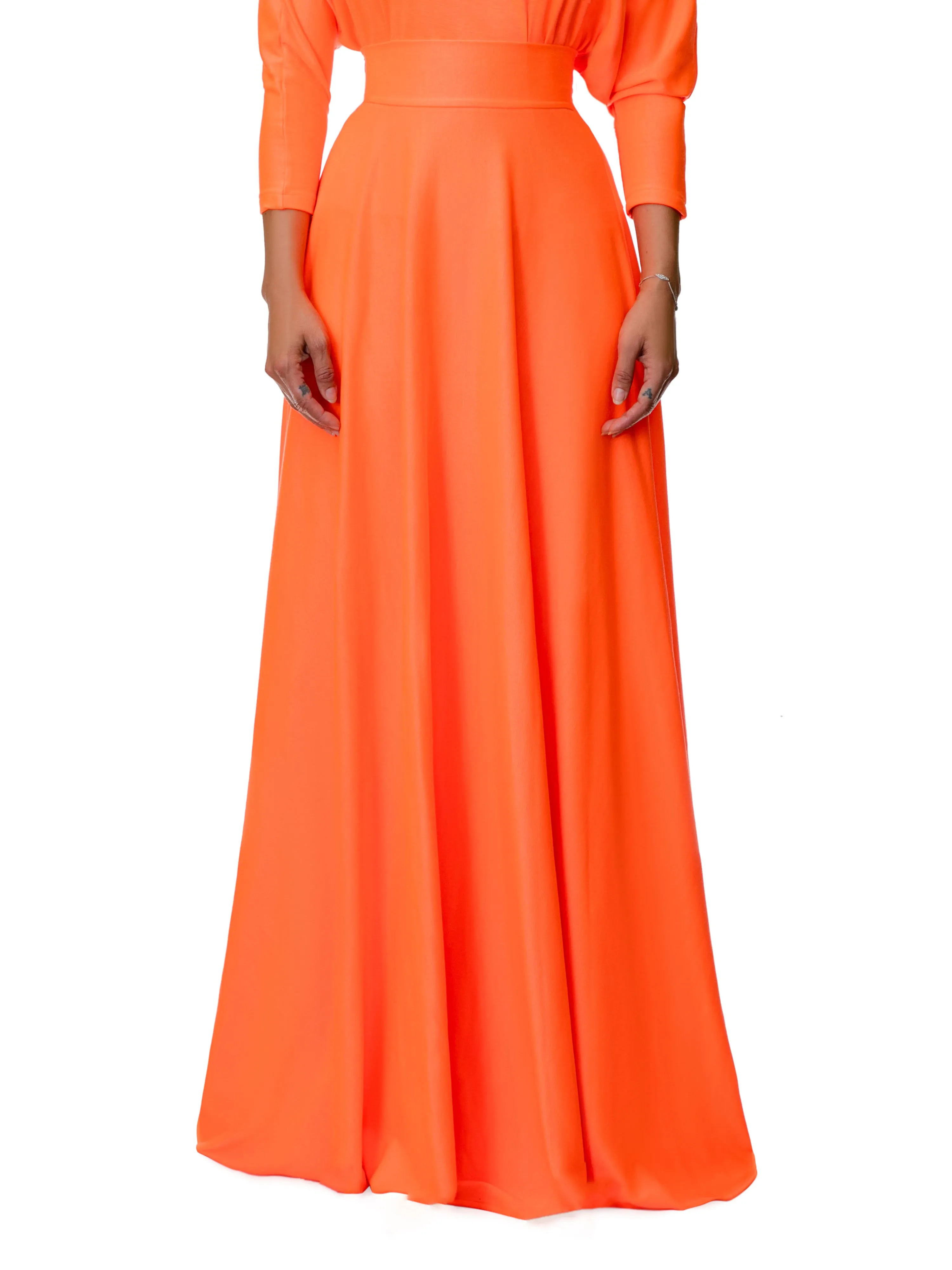 "Phoebe" Neon Salmon Maxi Skirt