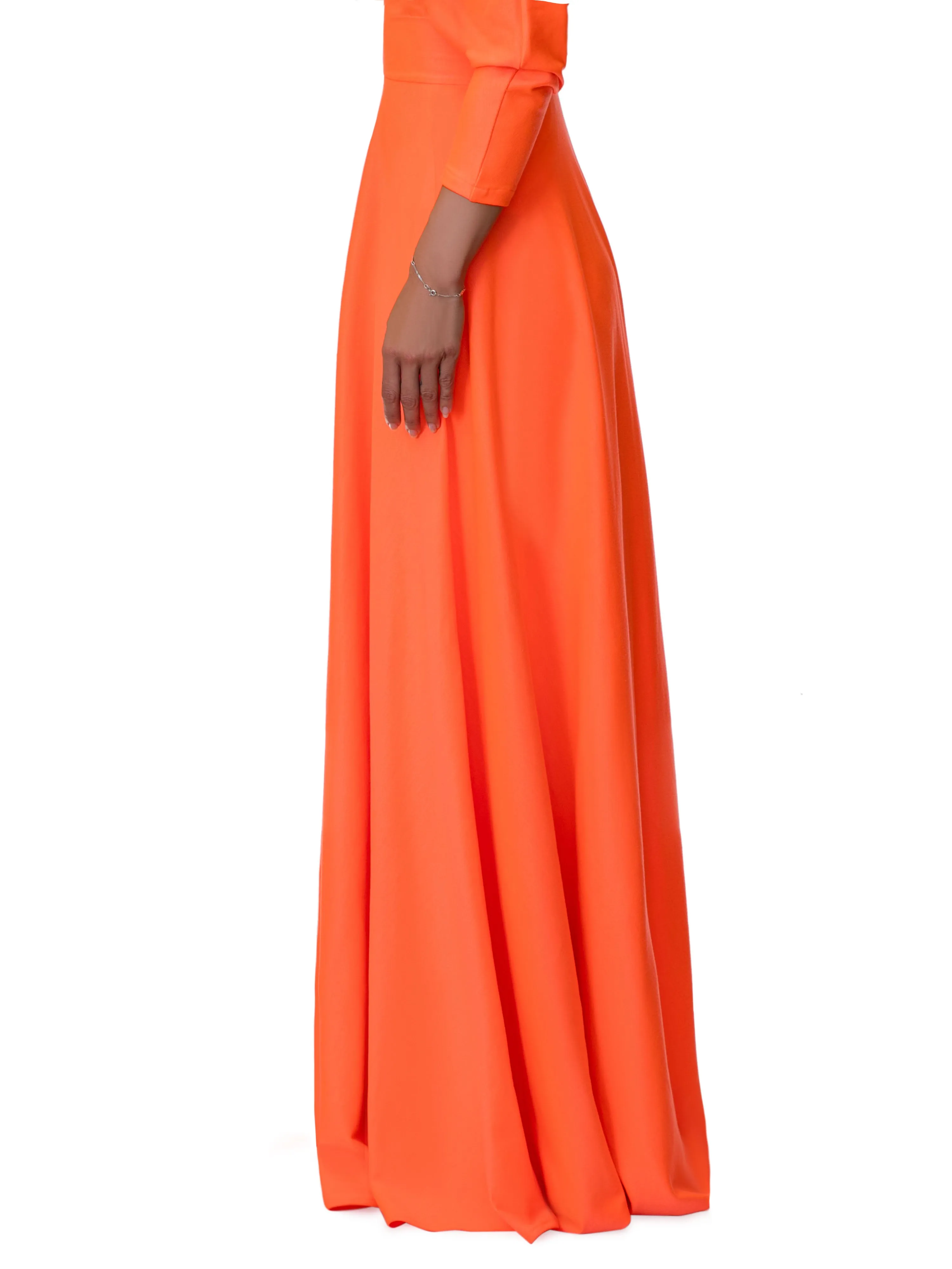 "Phoebe" Neon Salmon Maxi Skirt