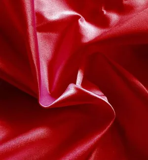 Red 60" x 108" Rectangular Poly Knit Satin Table Topper