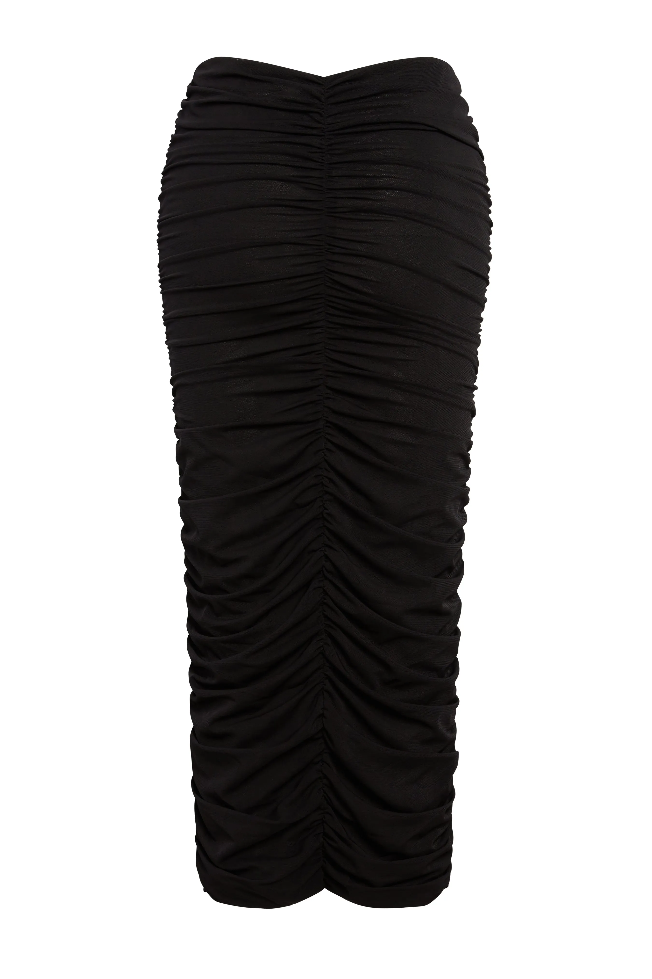 Rhodes Ruche Mesh Trendy Maxi Skirt - Black