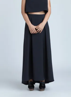 Ring Pleated Maxi Skirt - Black Blue