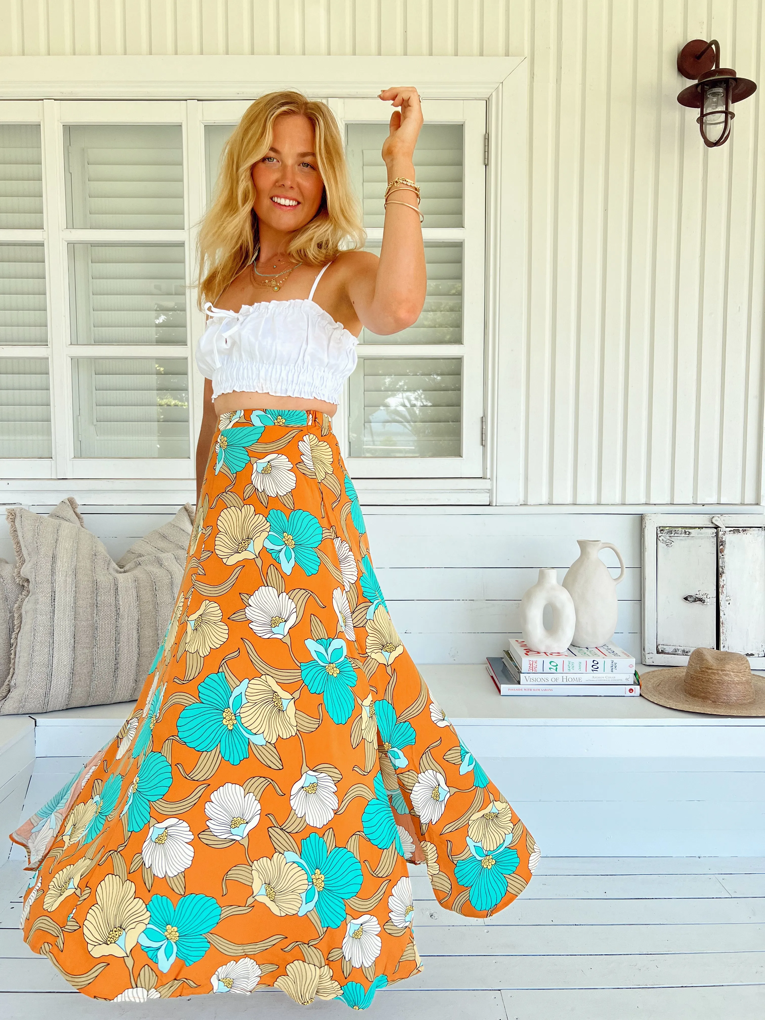 Rocky Maxi Skirt - Aqua Fields