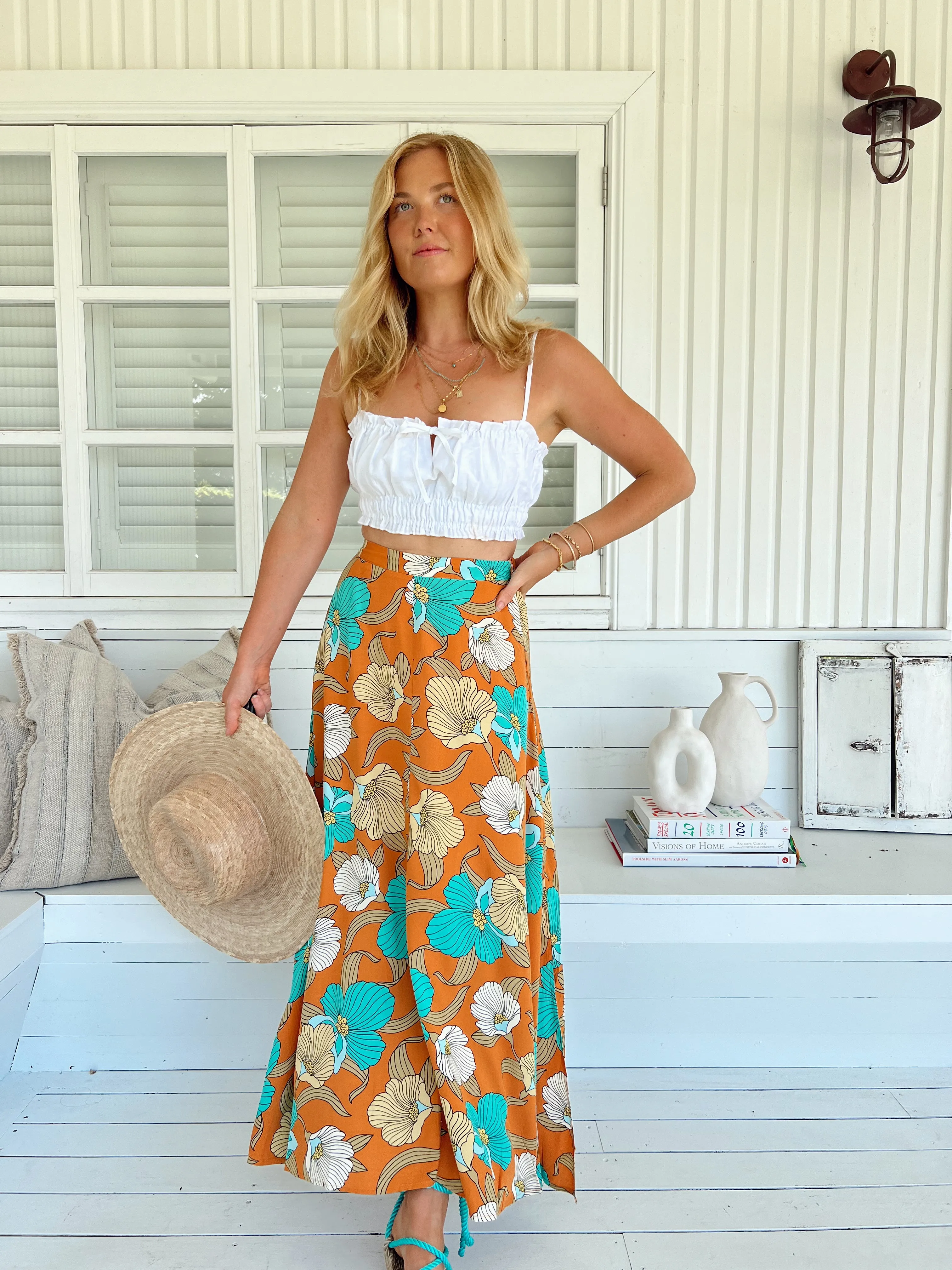 Rocky Maxi Skirt - Aqua Fields