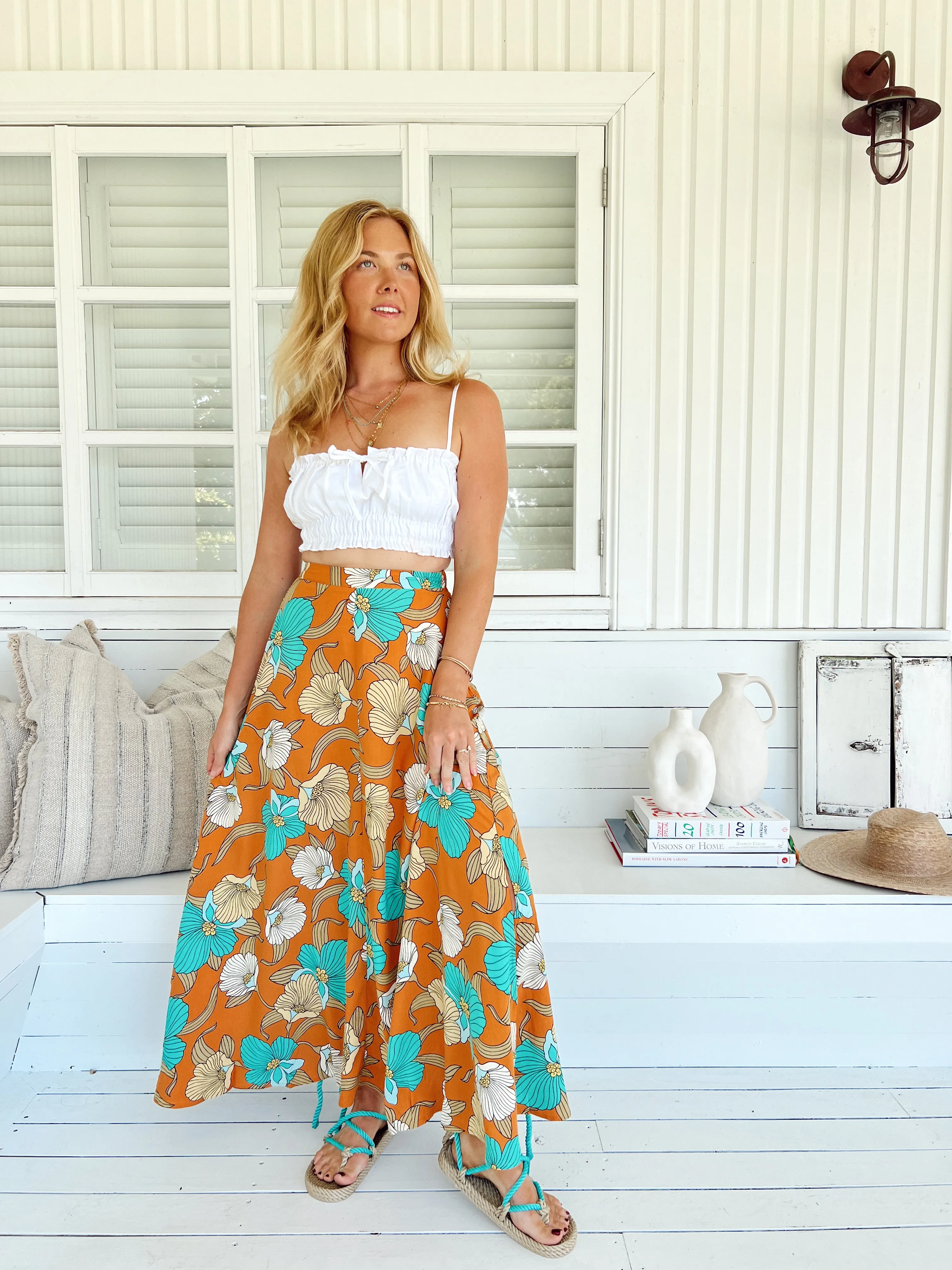 Rocky Maxi Skirt - Aqua Fields