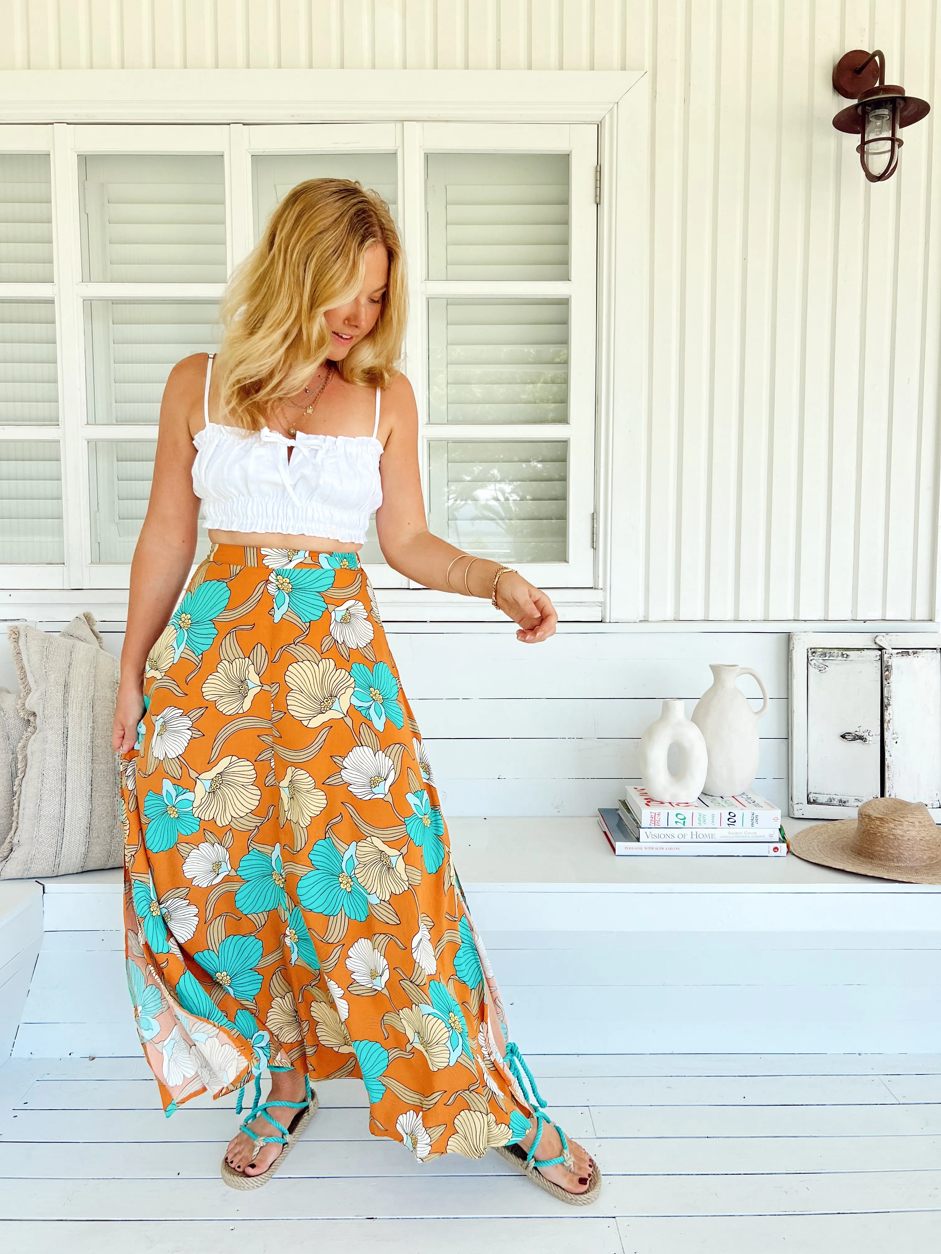 Rocky Maxi Skirt - Aqua Fields