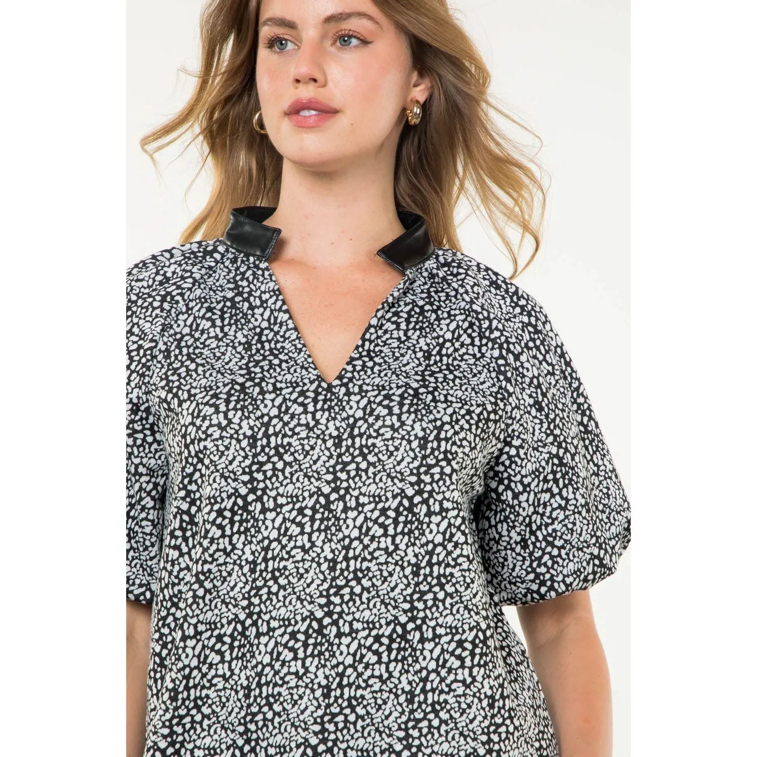 Rosalie Puff Sleeve Print THML Top