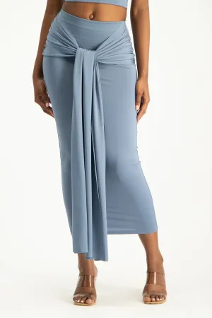 Savannah Wrap Tie Detail Skirt - Flintstone