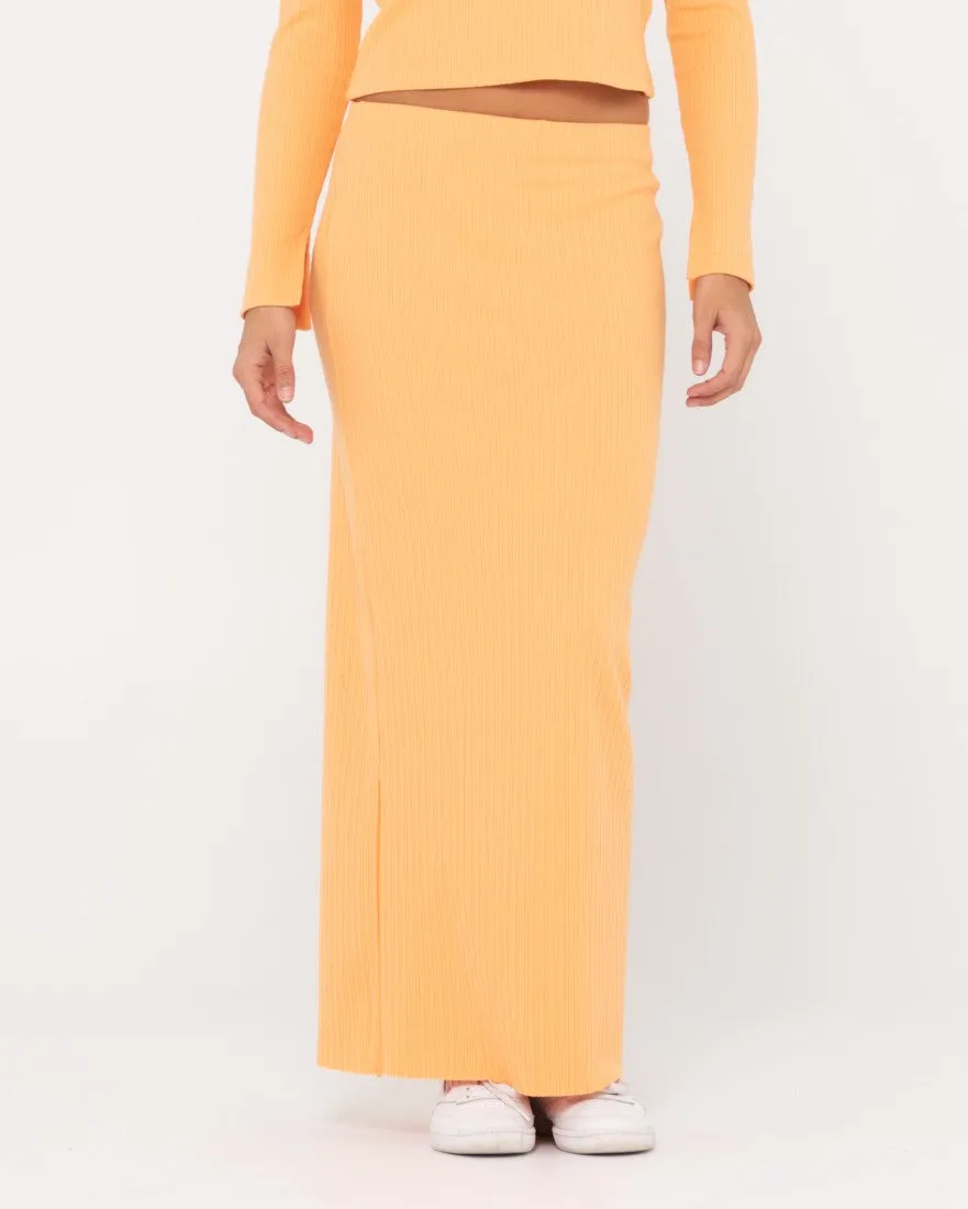 Scarlett Ribbed Mid Rise Maxi Tube Skirt