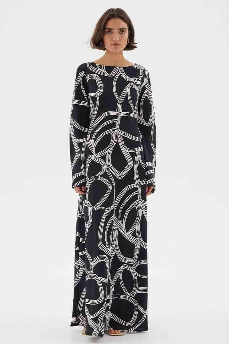 Sgraffito Bias Maxi Dress