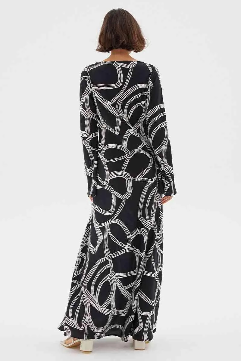 Sgraffito Bias Maxi Dress