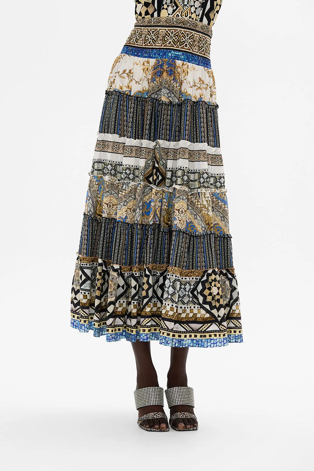 SHIRRED WAIST TIERED CIRCLE SKIRT MAKE ME YOUR MOSAIC