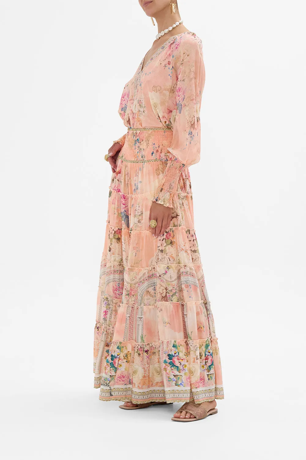 SHIRRED WAIST TIERED CIRCLE SKIRT THE JEWELLERY PALACE