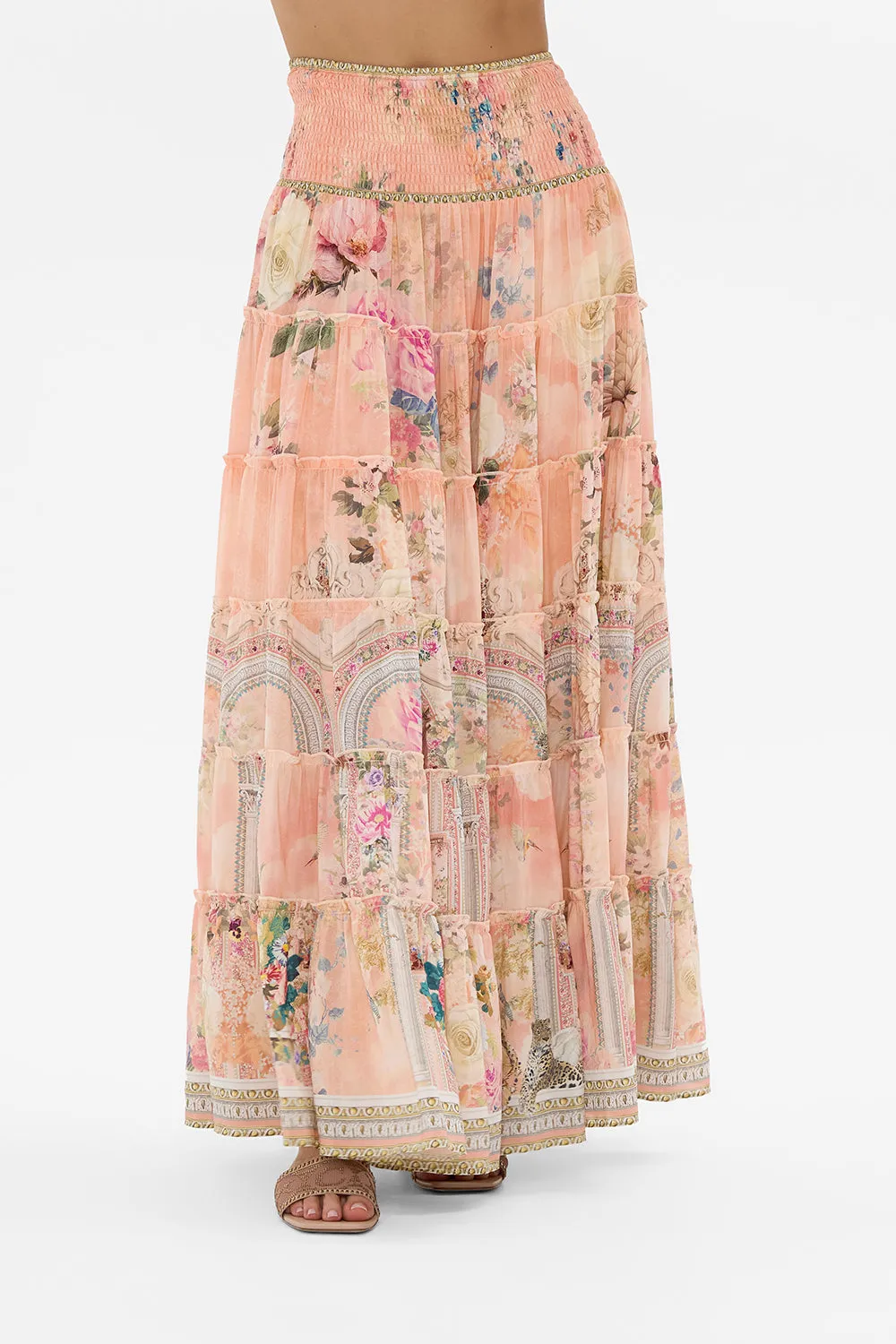 SHIRRED WAIST TIERED CIRCLE SKIRT THE JEWELLERY PALACE