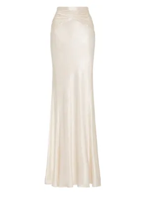 Shona Joy Ruched Maxi Skirt in Cream