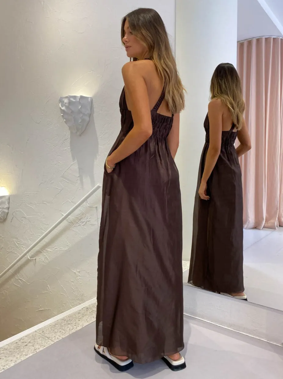 Sir Anje V Neck Gown in Chocolate