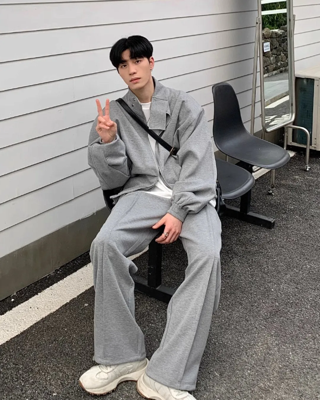 Stand Neck Jacket / Wide Sweatpants OYC0049