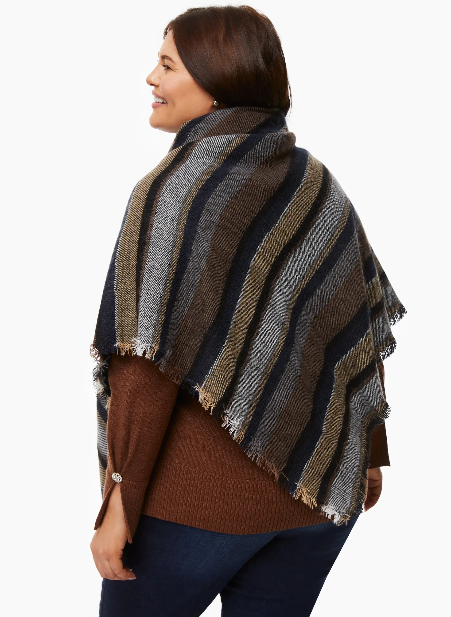 Stripe Print Poncho