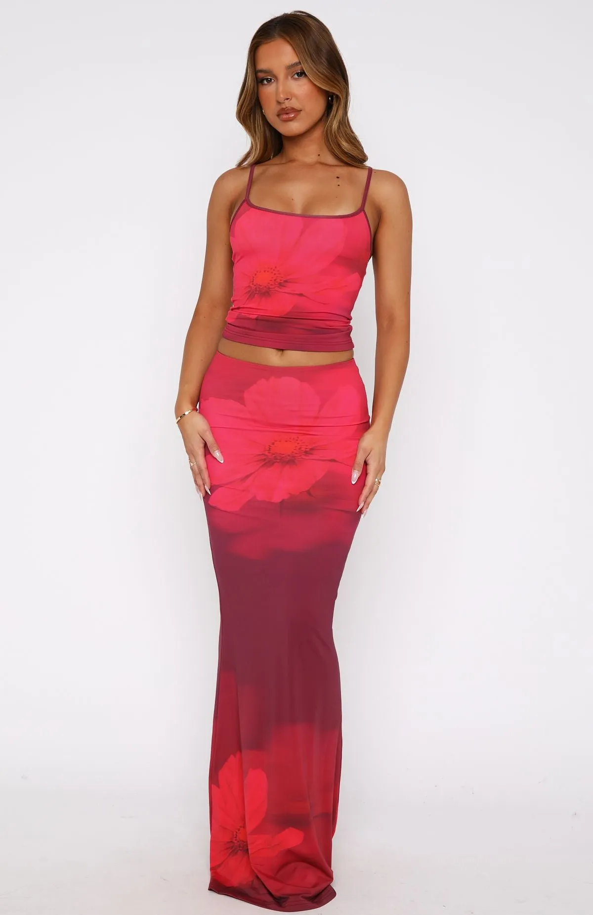 Sweet Salutations Maxi Skirt Raspberry Kisses