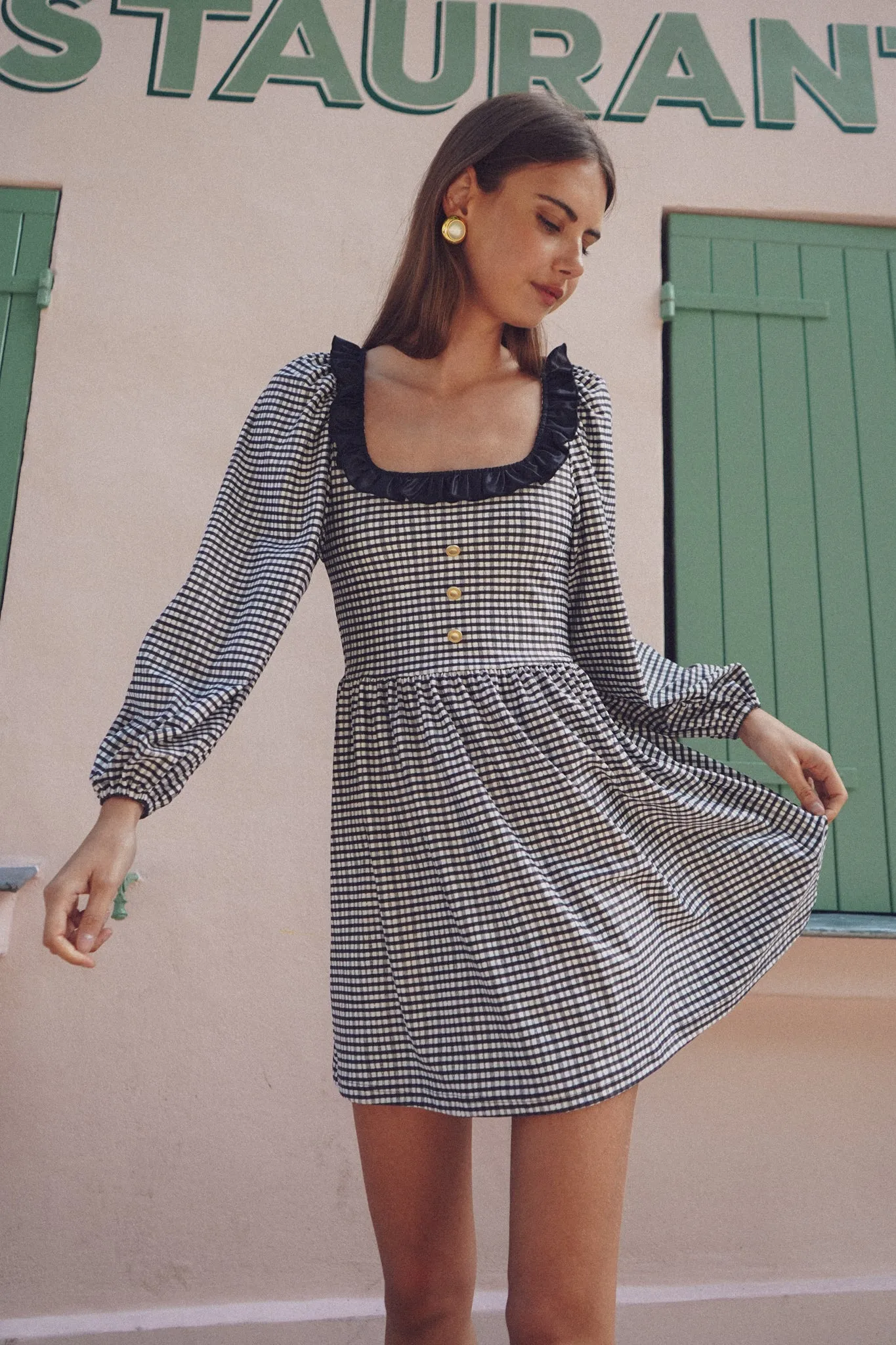 The Beatrice Ruffle Dress - French Gingham