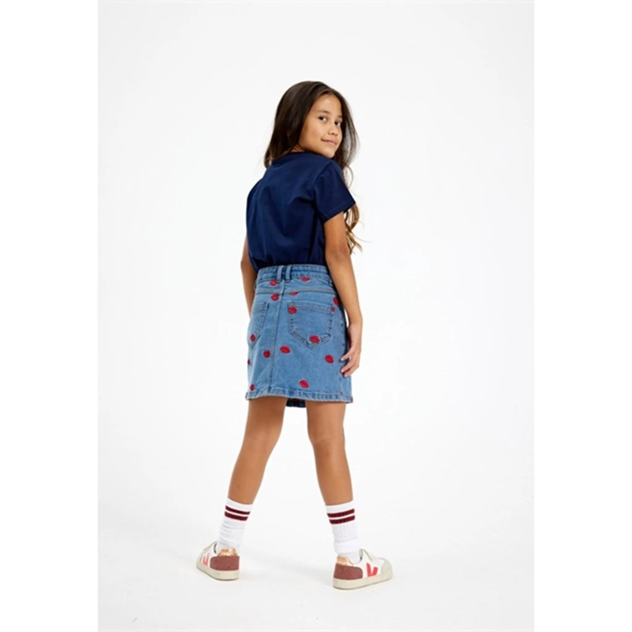 The New Medium blue Lips Denim Skirt