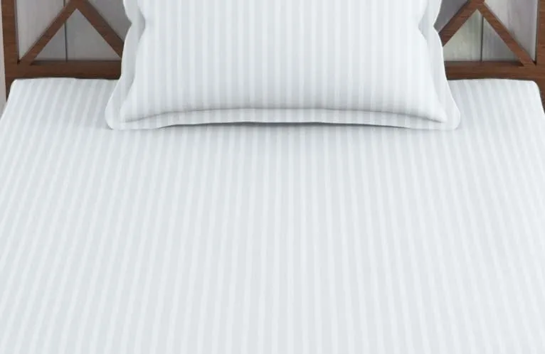 Trance Home Linen Cotton 400 Tc Elasticated Fitted Bedsheet with Pillow Covers (White, King Size)