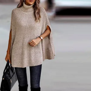 Turtle Neck Cozy Cape Poncho