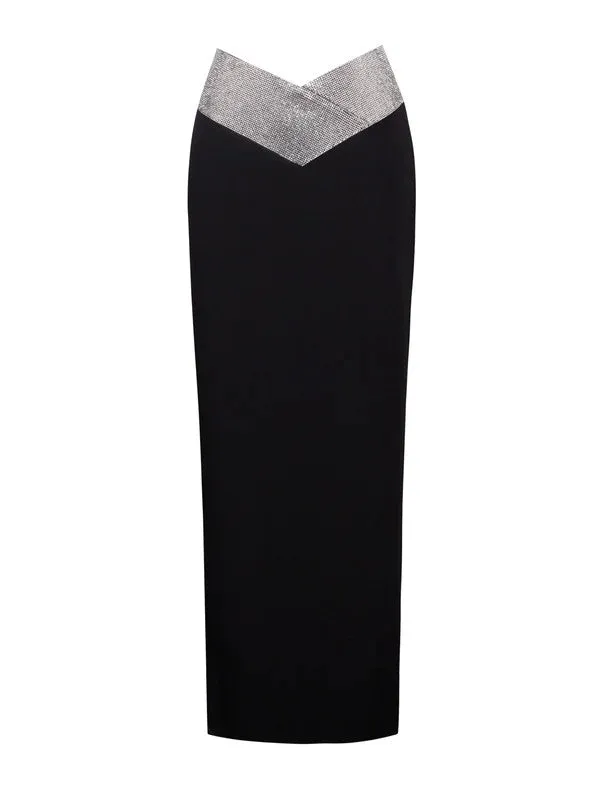 Uriah Pencil Skirt with V Crystal Waist Trim