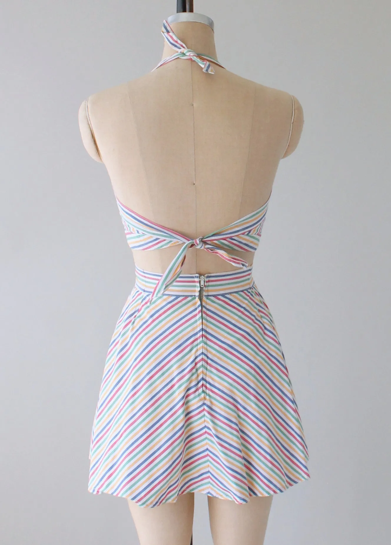 Vintage 1940s Rainbow Striped Two Piece Playsuit